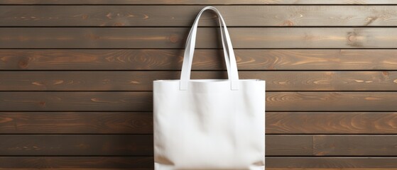 Minimalist Canvas Tote Bag Mockup Hanging on Hook for Branding Display