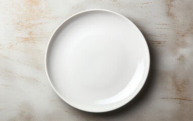 Minimalist White Ceramic Plate Mockup on Simple Background