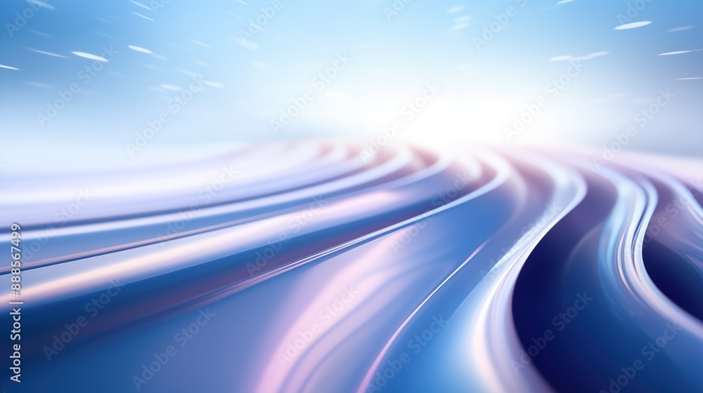 Poster abstract image featuring smooth, flowing lines in shades of blue and purple, creating a sense of mot