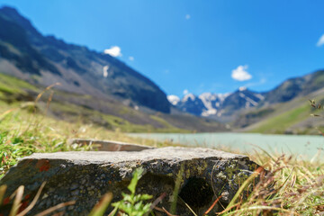 stone podium in the mountains