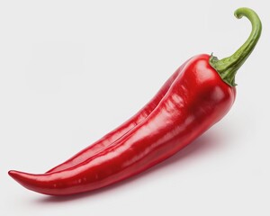 Vibrant red cayenne pepper chilli isolated on transparent background, showcasing its slender shape, intricate texture, and rich color, evoking a sense of spicy elegance.
