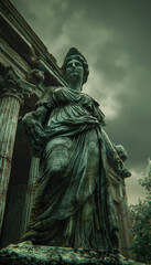 Fototapeta premium Cena cinematográfica da estátua da filósofa estoica 