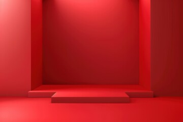Obraz premium Red Gradient Background with Empty Space for Product Display on Minimalist Pedestal