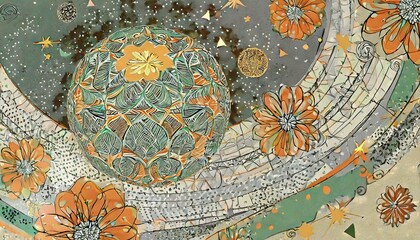 Fototapeta premium 貼り絵で作った楽しい宇宙