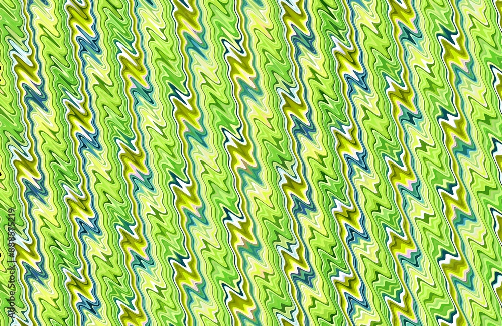 Wall mural Green yellow blue zigzag wavy texture background - theme children , game games play optical illusion moving , magic - ornamental background