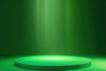 Green Gradient Background with Empty Round Podium for Product Display and Presentations
