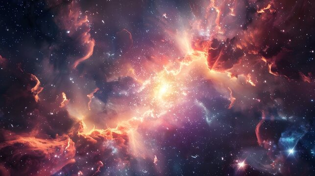 Breath-taking cosmic scene with radiant light
