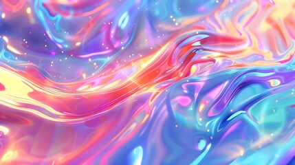 Obraz premium Colorful holographic abstract liquid waves