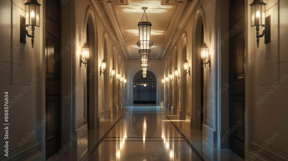 Aufkleber describe the use of statement lighting in enhancing the visual interest of hallways and corridors