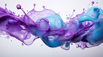 Fototapeta premium Blue Drops of Liquid Paint Drained on Purple Background, Abstract Image, Texture, Pattern Background, Wallpaper, Cover and Screen of Smartphone, Cell Phone, Computer, Laptop, Format 9:16 and 16:9