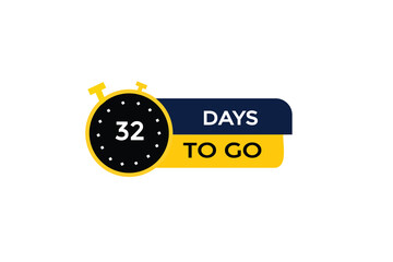 32 days to go, icon, stile, timer, countdown, clock,  go  to, time,  background, template, 32 days to go, countdown, sticker, left banner, business, sale, label button
