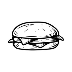cheese burger line art style sketch classic vintage design illustration