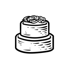 Hand drawn doodle wedding cake icon. Isolated decoration line art style sketch classic vintage design illustration