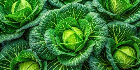 Fototapeta premium Cabbage pattern with vibrant green leaves, cabbage, vegetable, plant, repetitive, background, texture, fresh, organic, healthy