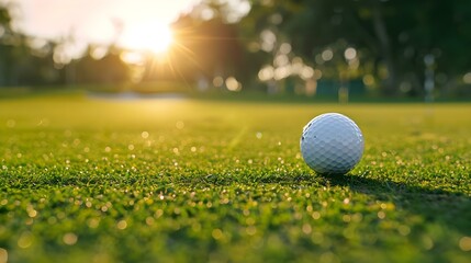 Close up of golf ball on green in golf course