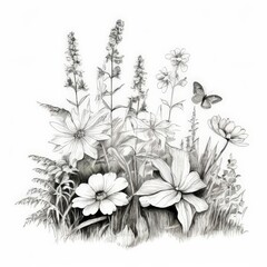 the AI Image Generator, a drawing of a house with a garden and trees