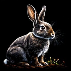 Obraz premium the AI Image Generator, Brown Rabbit in Isolation