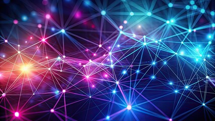 Fototapeta premium Abstract plexus background with glowing dots connected by lines, cyberpunk tech , cyberpunk, abstract, futuristic