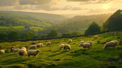 Fototapeta premium British countryside with sheep