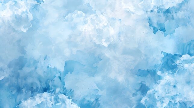 Watercolor background with soft blue clouds texture