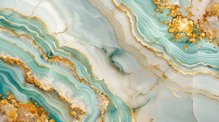 Unique turquoise and gold marble with teal white onyx geode