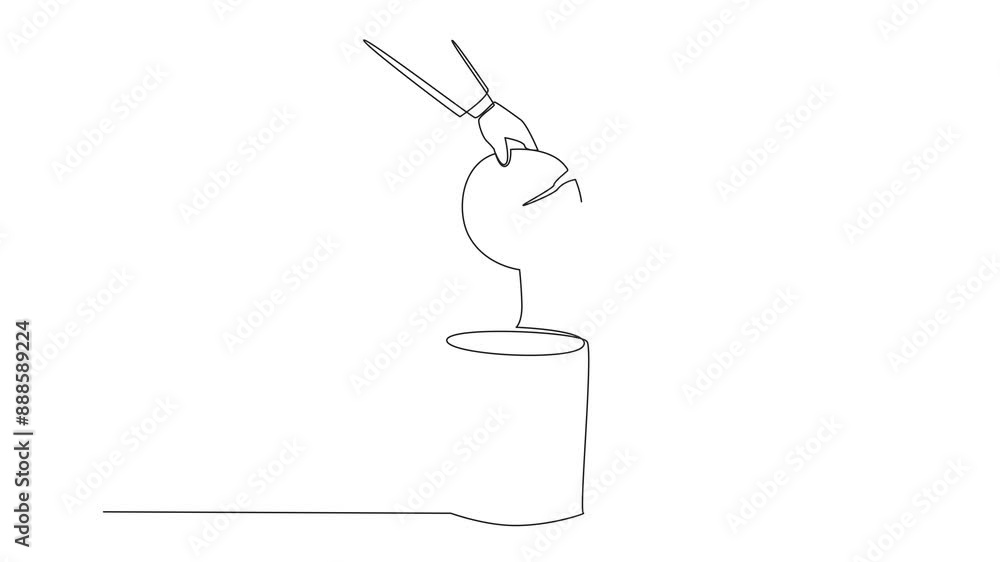 Aufkleber self drawing animation of continuous one line drawing businessman hand throwing away broken arrow ta