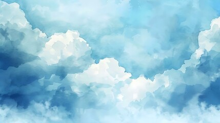 Soft watercolor blue background with cloud texture