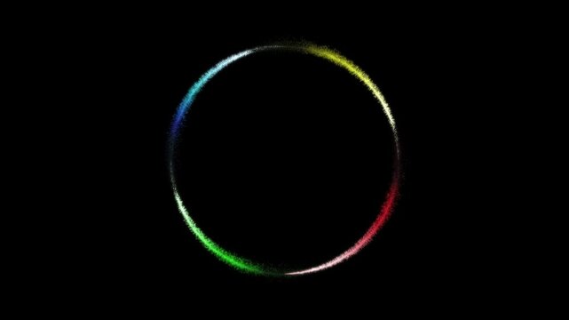 Animation of glowing circle frame background,4色の円を描く軌跡のアニメーション背景