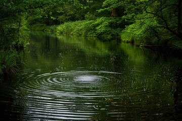 Obraz premium Water Ripples in a Lush Forest Stream