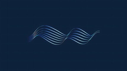 Abstract Blue Wave Lines on Dark Blue Background