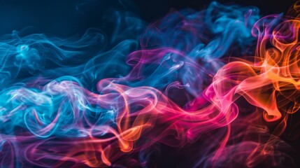 Fototapeta premium Colorful smoke trails captured against a black backdrop for an abstract look