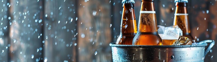 Refreshing beer in the rain.