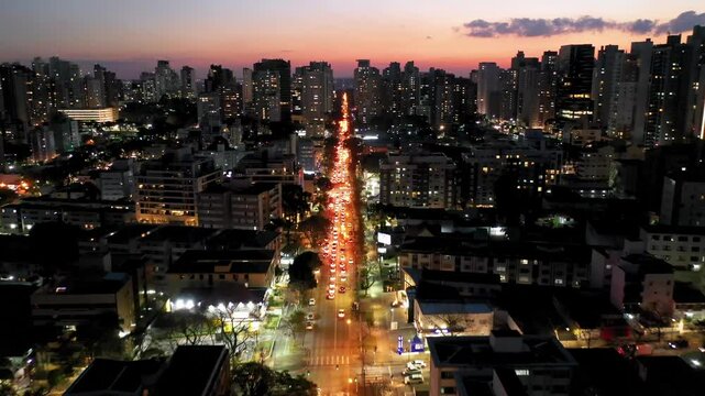 Sunset Skyline At Curitiba Parana Brazil. City Skyline Showing Modern And Traditional Architecture. Building Industrial Skyline Commercial Building Busy. Cityscape Commercial Building.