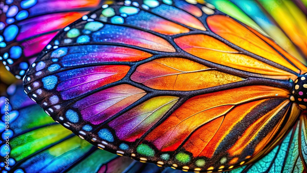 Canvas Prints Close-up of a butterfly wing with vibrant colors and intricate patterns, macro, nature, insect, wing, close-up, bright