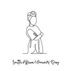 One continuous line drawing of South Africa National Women Day on August 9th. South Africa National Day design in simple linear style. South Africa Women's Day design concept vector illustration