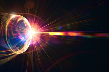 Obraz premium Optical lens flare effect Isolated on black background