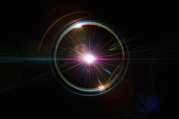 Obraz premium Optical lens flare effect Isolated on black background