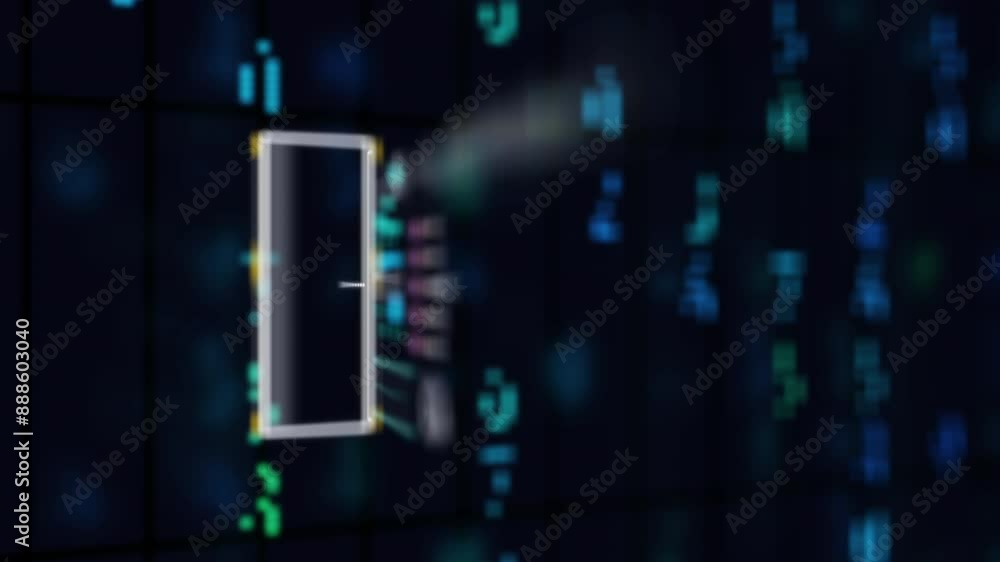 Poster futuristic electronic circuit board with data graphs, abstract digital interface