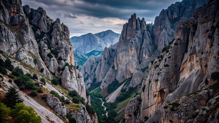 Vertical view of los picos de europa cordinanes national park in Spain , Spain, national park, los picos de europa
