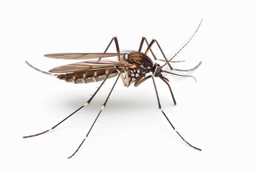 A closeup of a mosquito on a white background ar 3 24 insect, isolated, macro, bug, animal, mosquito, white, nature, pest, fly, cockroach, close-up, cricket, closeup, black, beetle, malaria, wasp, gna