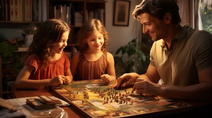 Fototapeta premium Family playing board games at home