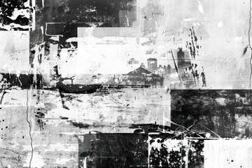 vintage grunge black and white collage background. Different textures and shapes