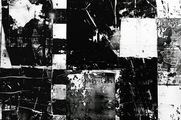 Fototapeta premium vintage grunge black and white collage background. Different textures and shapes