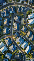 Arial shot of a lot of new metal roofs