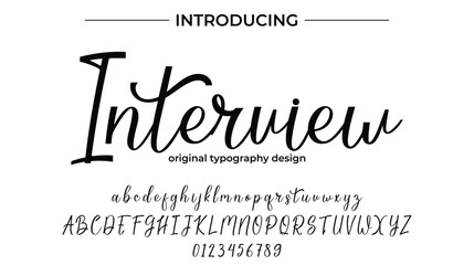 Interview Font Stylish brush painted an uppercase vector letters, alphabet, typeface