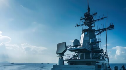 Military radar air surveillance on navy ship