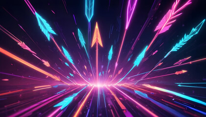 Naklejka premium abstract technology background with colorful glowing arrows 4