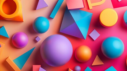 Vibrant 3D geometric shapes abstract background