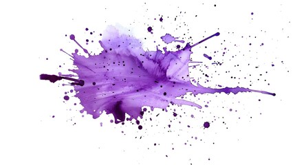 Purple watercolor splash on white background