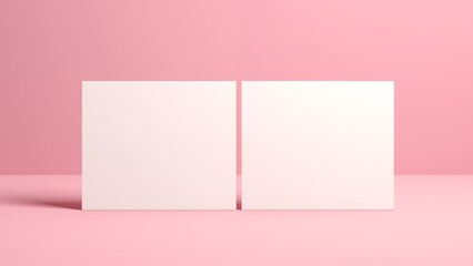 Elegant blank white business card with pink background
